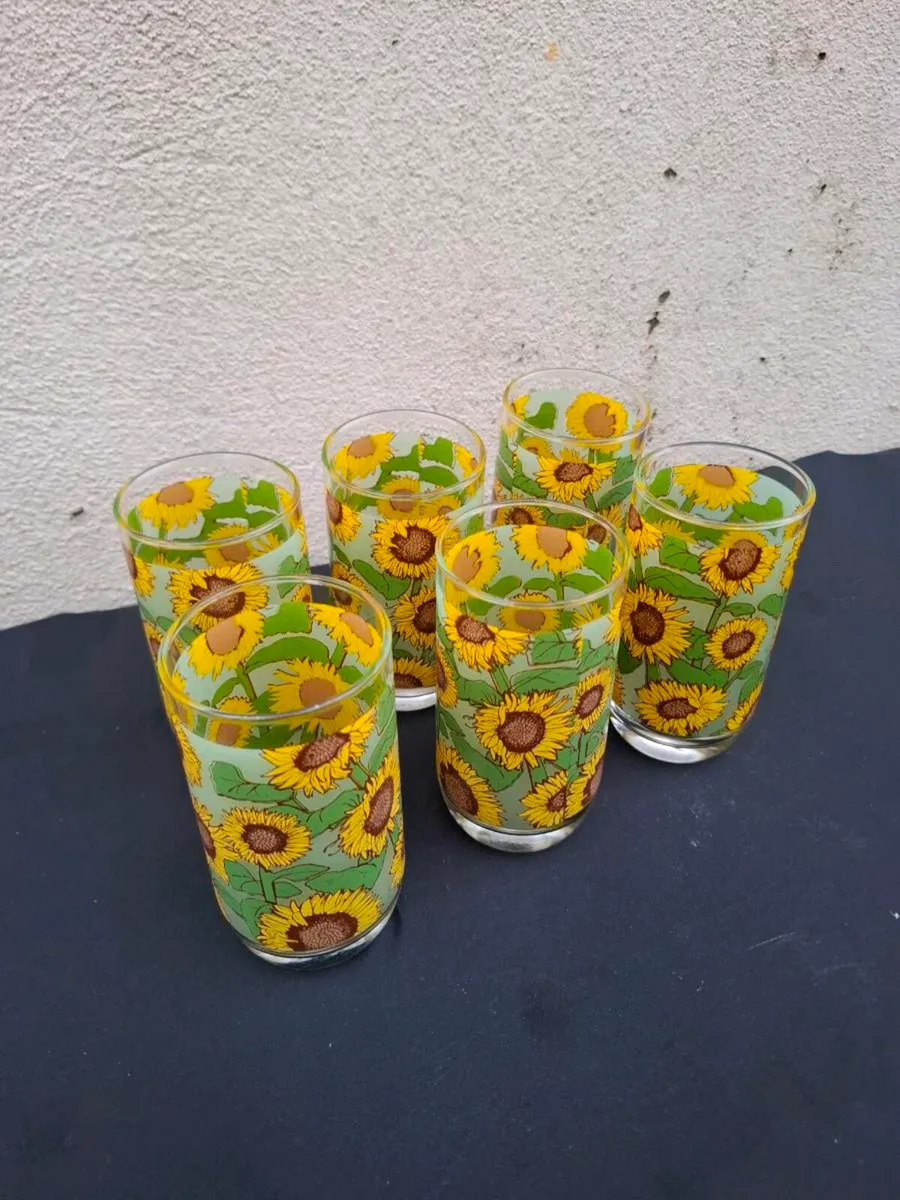 6 sunflowers glasses - Image 2