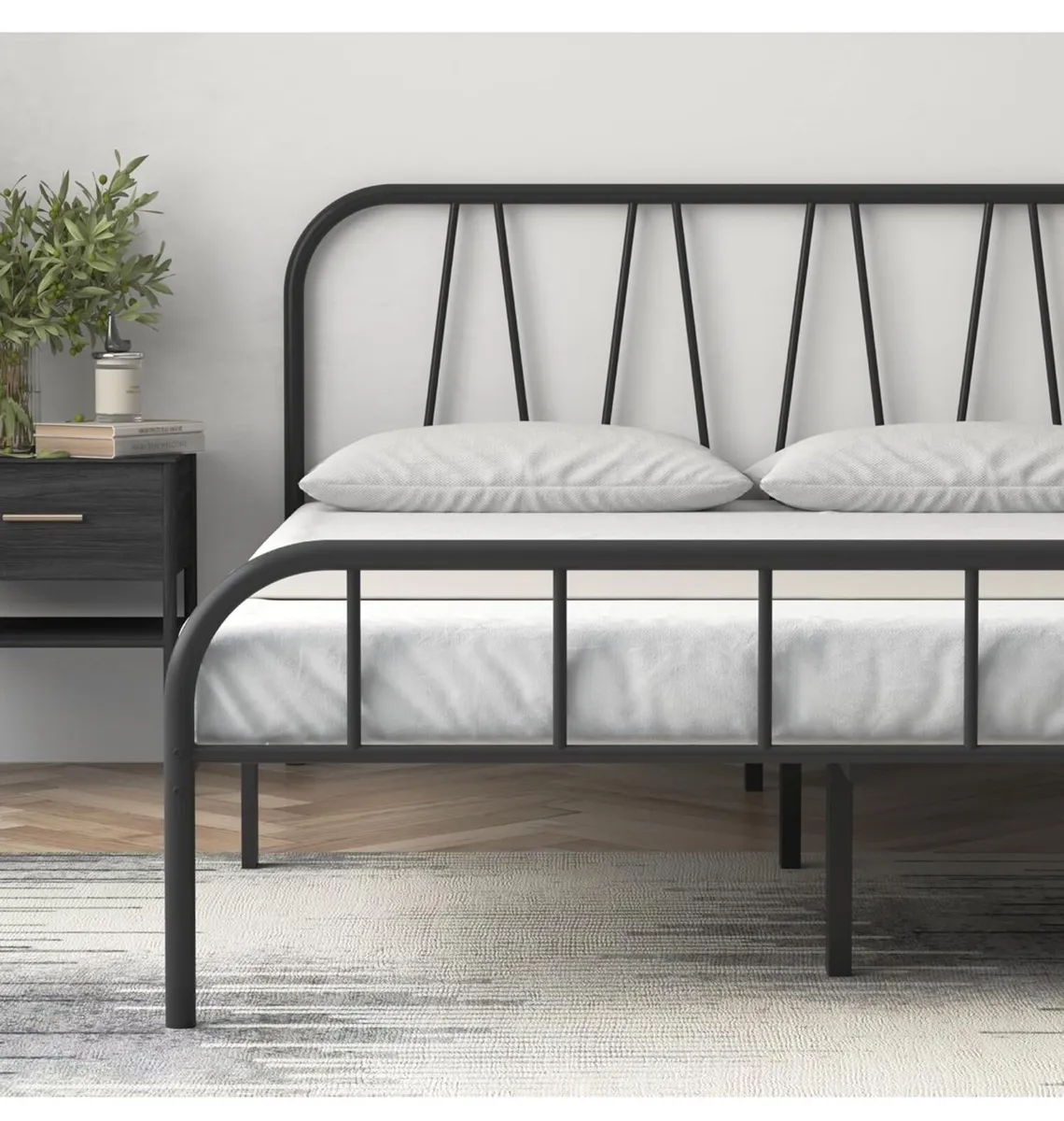King Bed Frame, Solid Metal Bed Frame, Modern - Image 3
