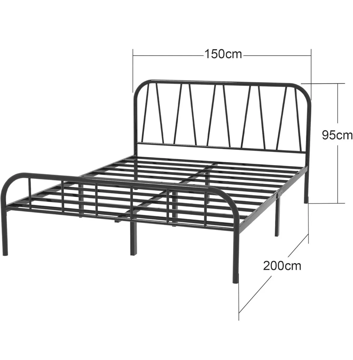 King Bed Frame, Solid Metal Bed Frame, Modern - Image 2
