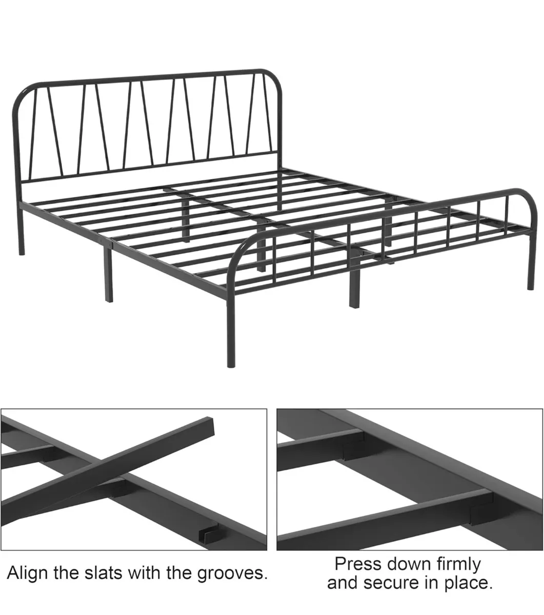 King Bed Frame, Solid Metal Bed Frame, Modern - Image 3
