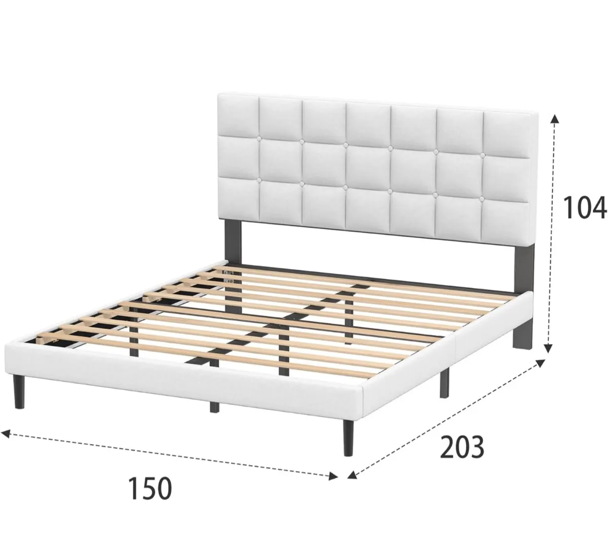 King Bed Frame, Easy Assembly, Sturdy Wooden Slat - Image 2