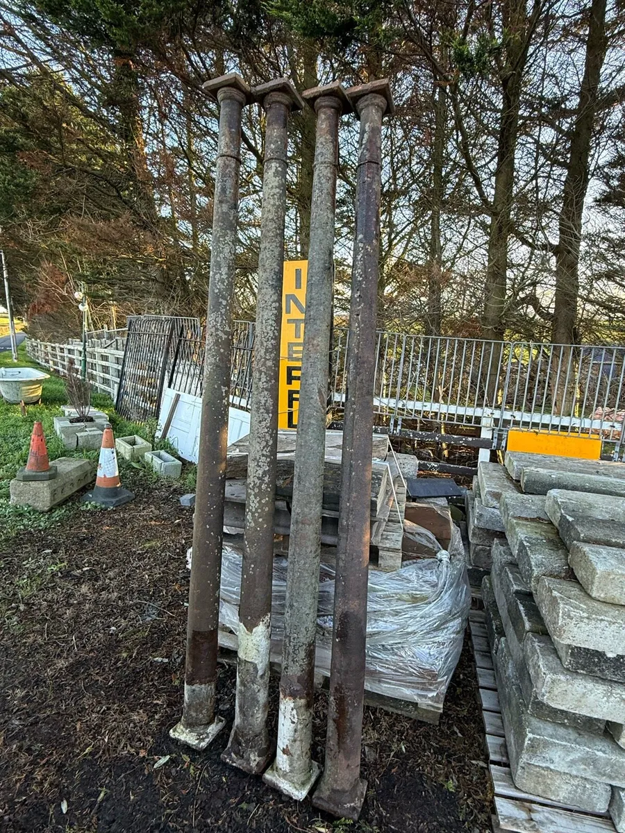 Four matching  antique Cast Iron Posts. Nine feet. - Image 2