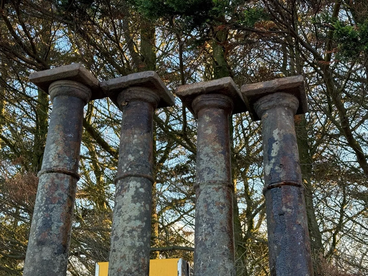 Four matching  antique Cast Iron Posts. Nine feet. - Image 3