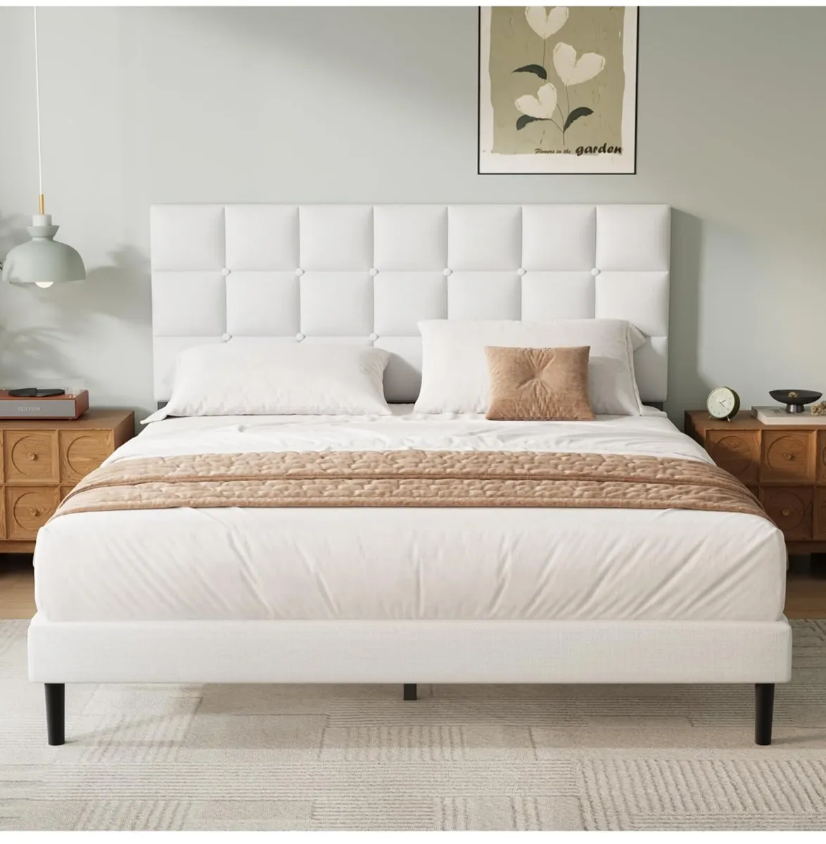 King Bed Frame, Easy Assembly, Sturdy Wooden Slat - Image 4