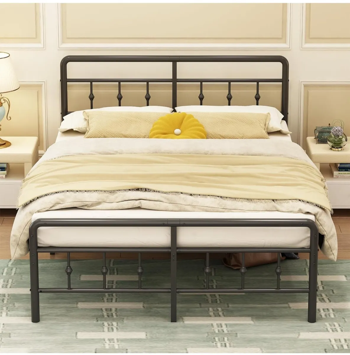 King Size Bed Frame with Victorian Headboard and F - Image 1