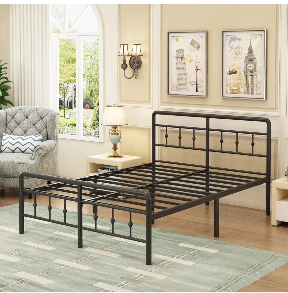 King Size Bed Frame with Victorian Headboard and F - Image 3