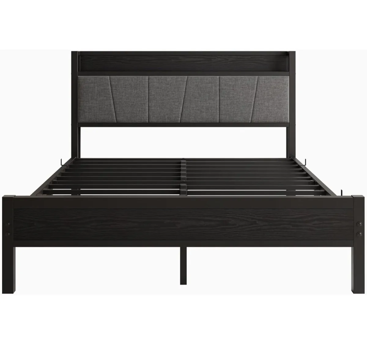 King Size Bed Frame with Storage Wooden Headboard - Image 3