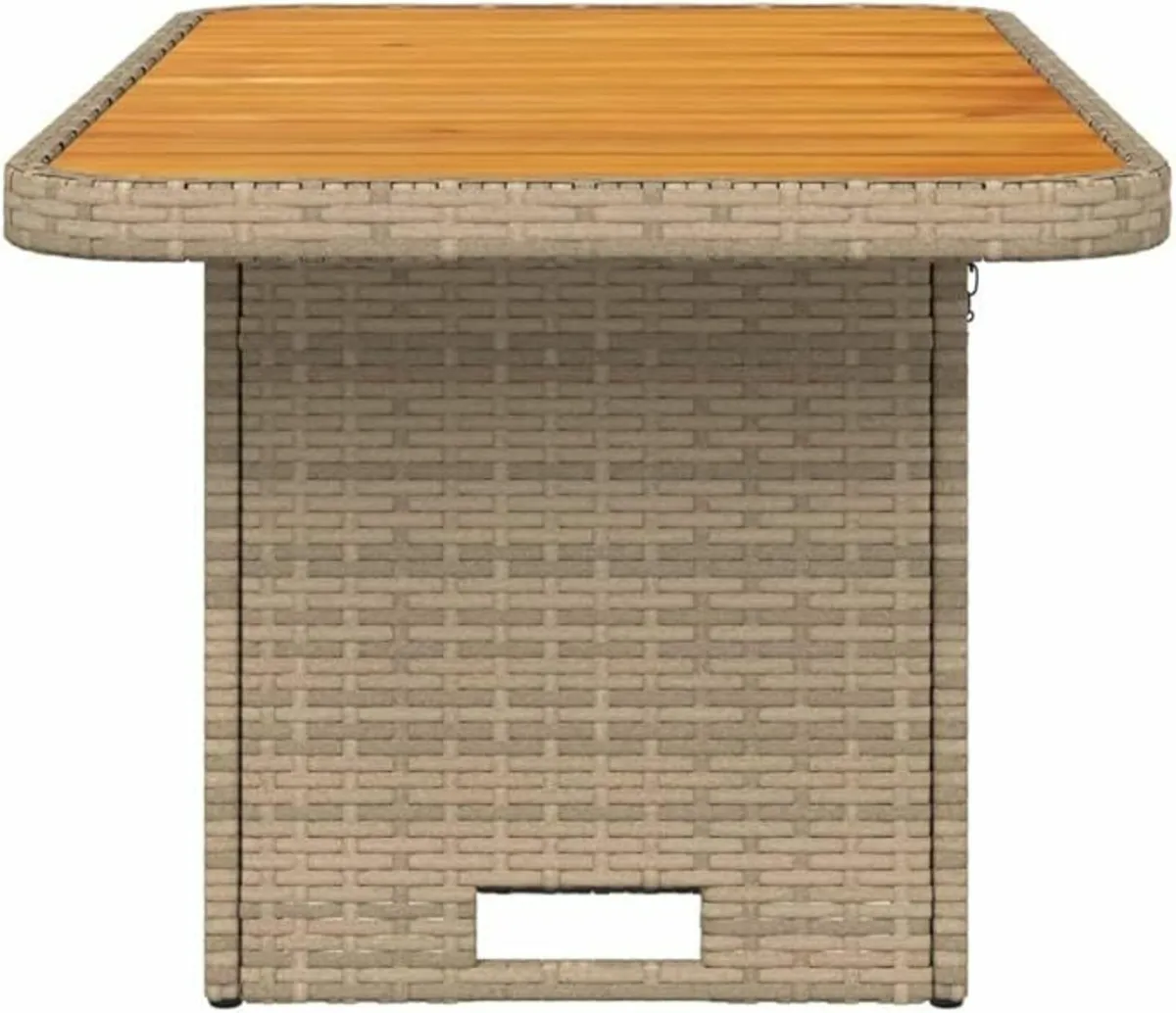 Poly Rattan Garden Table with Adjustable Acacia - Image 2
