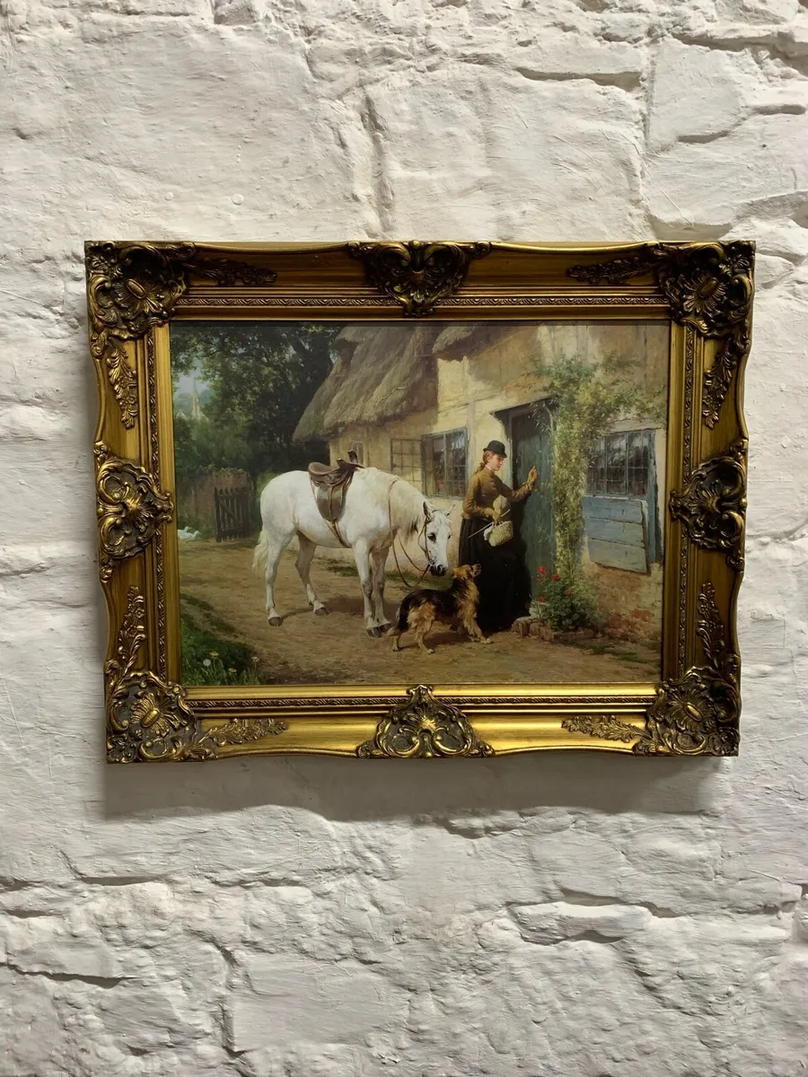 Signed oiled print in a vintage gilt frame. - Image 1