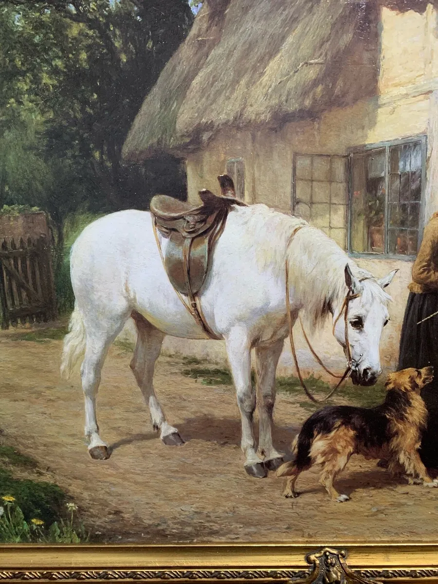 Signed oiled print in a vintage gilt frame. - Image 4