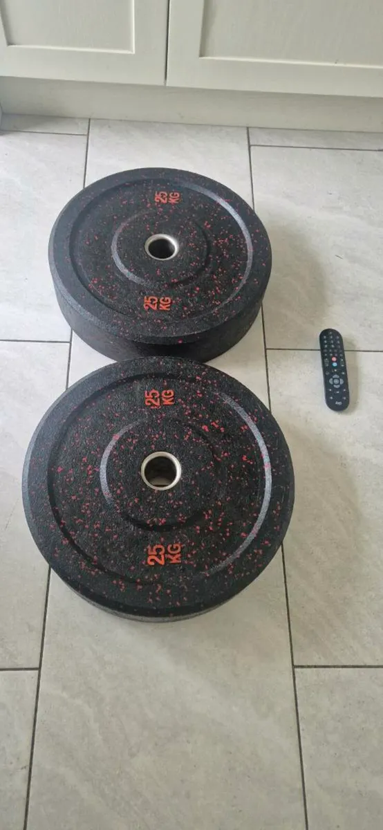 Large 2x25 kilo Olympic bumper weight plates - Image 2