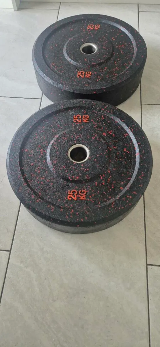 Large 2x25 kilo Olympic bumper weight plates - Image 3
