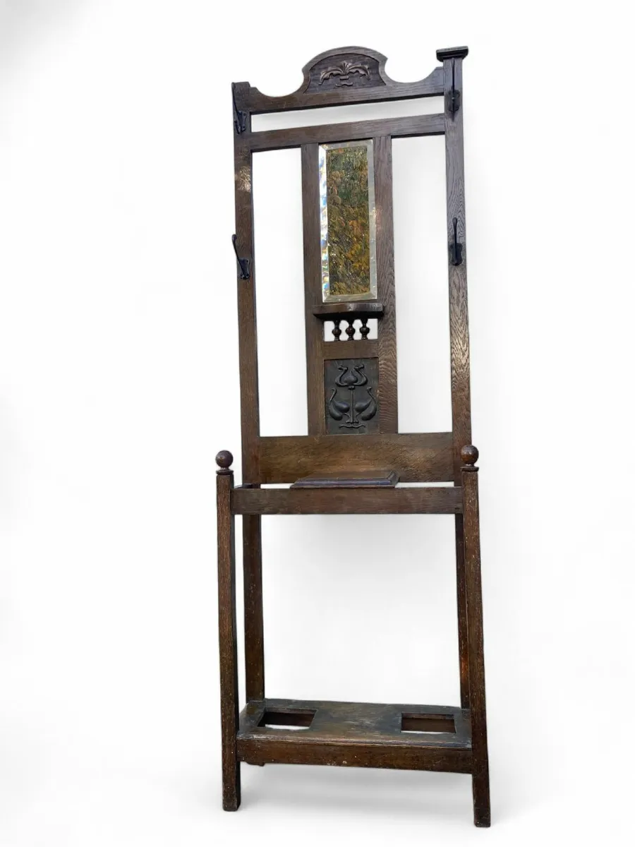 Antique Hall Stand - Small - Oak - Art Nouveau - Image 1