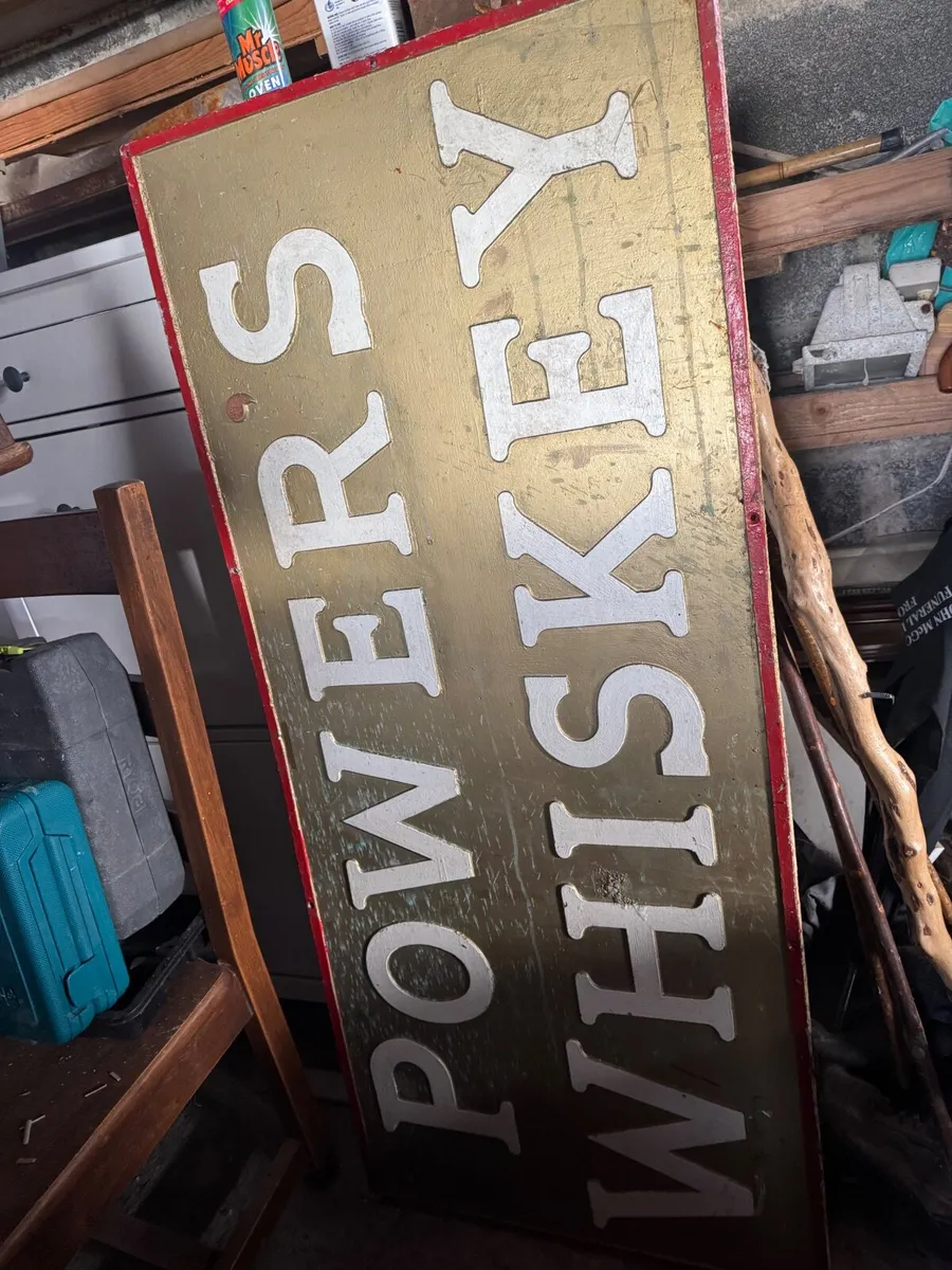 Cast Iron Antique Powers Whiskey Sign - Image 2