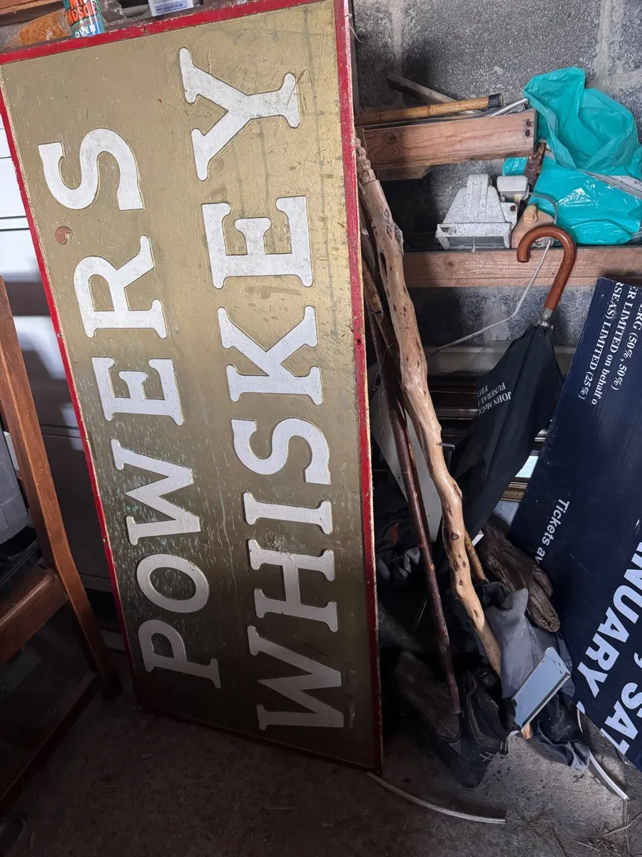 Cast Iron Antique Powers Whiskey Sign - Image 4