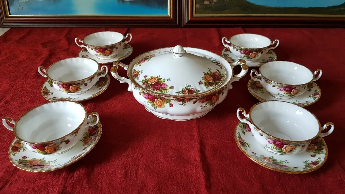 13Pc.Royal Albert Old Country Roses Soup Coupe Set - Image 3