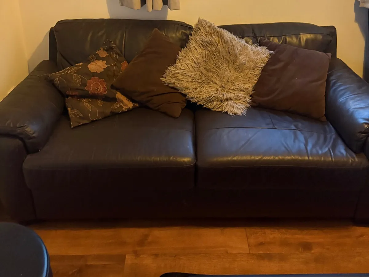 Brown Leather Couch - FREE TO TAKE AWAY - LEITRIM
