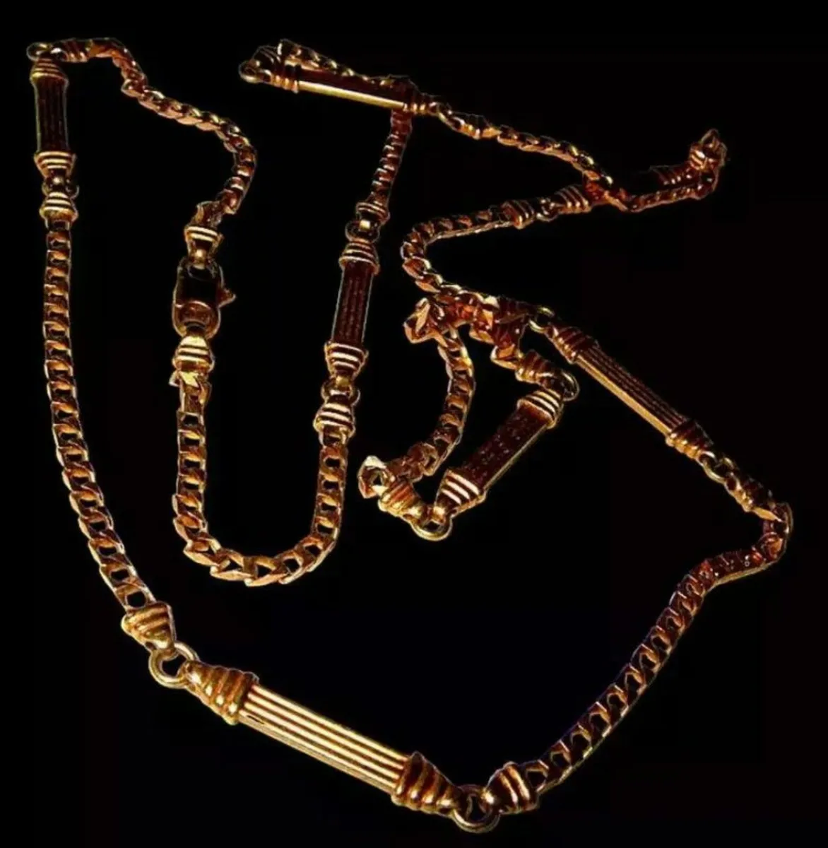 Vintage Hallmarked 9ct Gold 26" Fancy Link Chain - Image 1