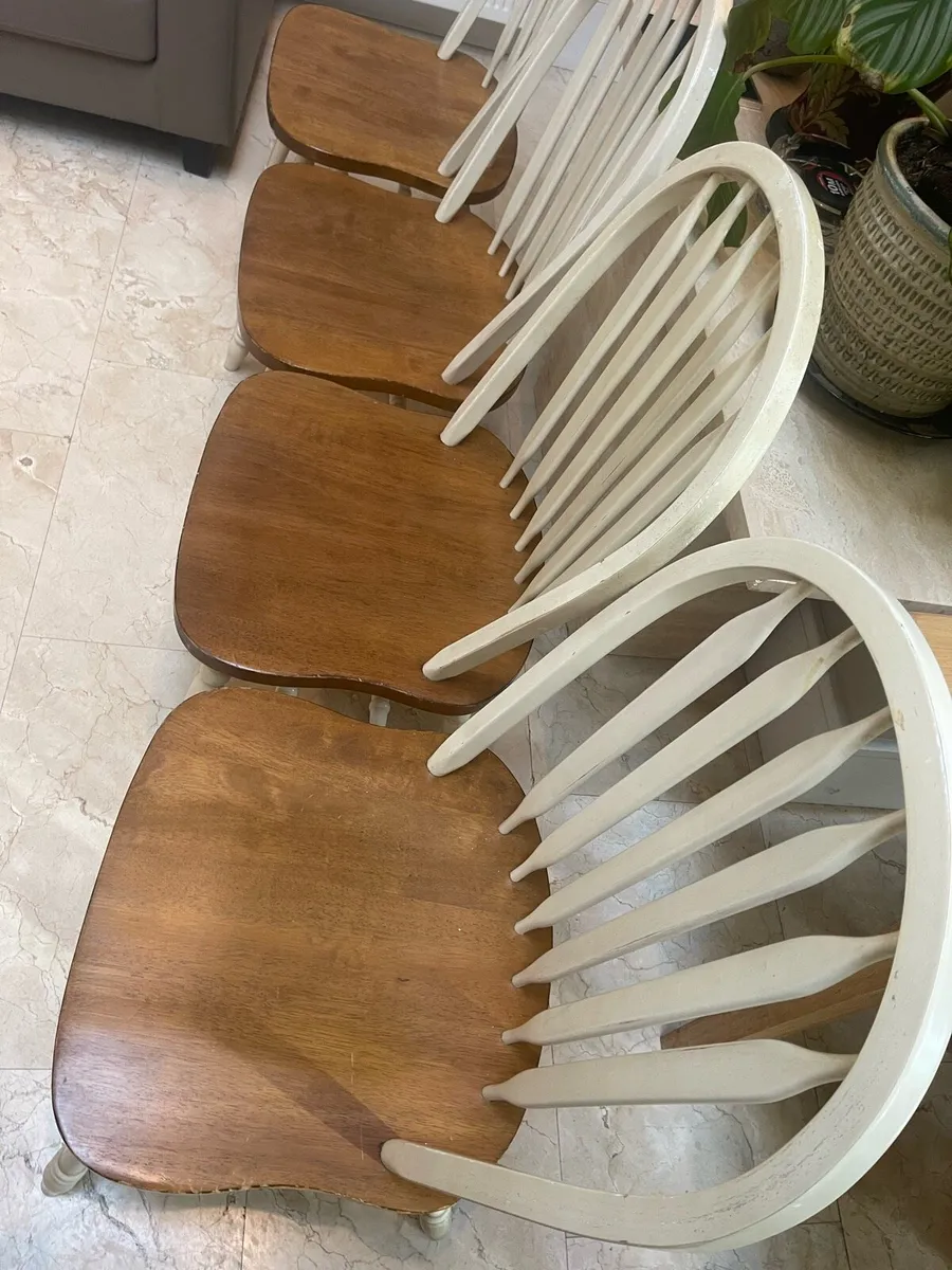 4 x Stunning White Wooden Kitchen Dining Chairs - Image 2