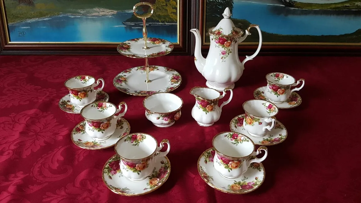 17 Pc. Royal Albert Old Country Roses Coffee Set - Image 1