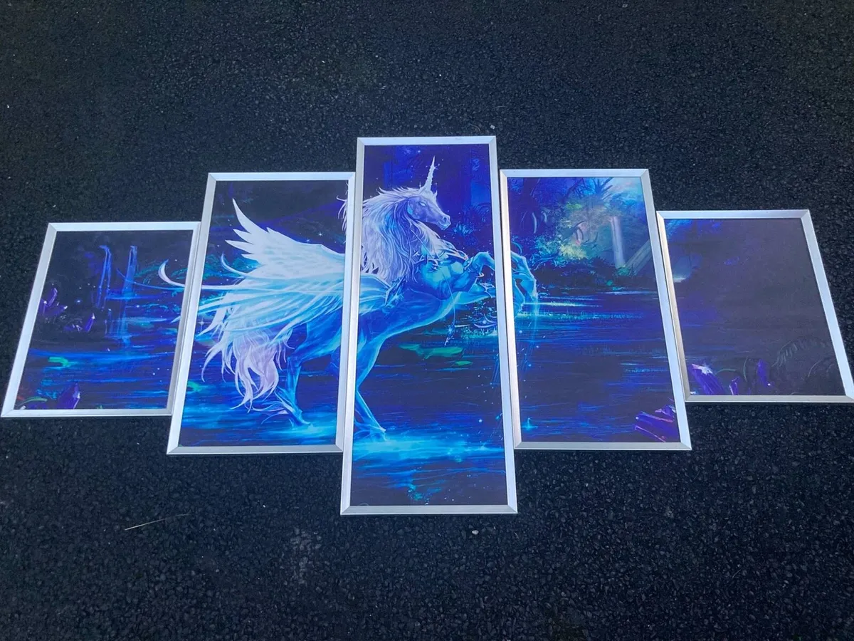 Five piece unicorn picture set free postage