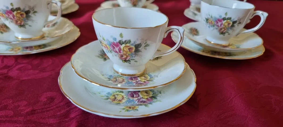 22Pc. Delphine England Bone China Tea Set With Pot - Image 2