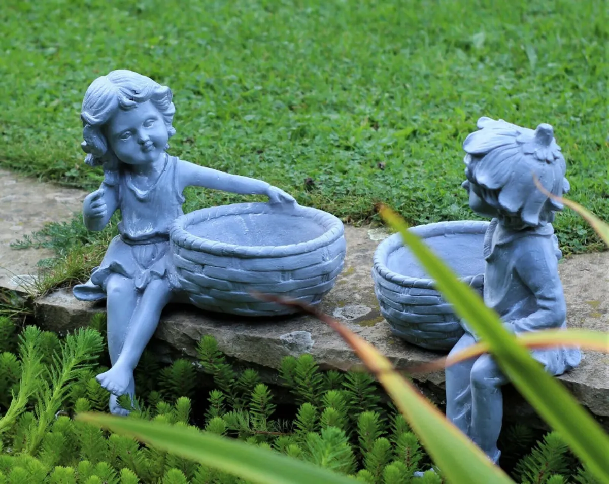 Garden Ornament Boy & Girl Cherubs Planters - Image 2
