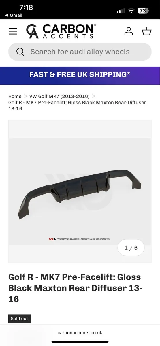 MAXTON Golf R MK7 rear diffuser - Image 1