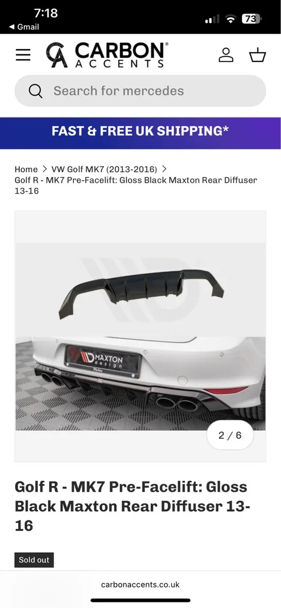 MAXTON Golf R MK7 rear diffuser - Image 2