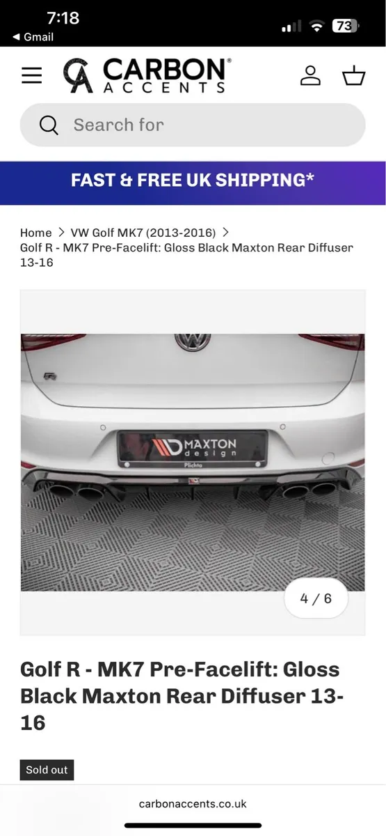 MAXTON Golf R MK7 rear diffuser - Image 3