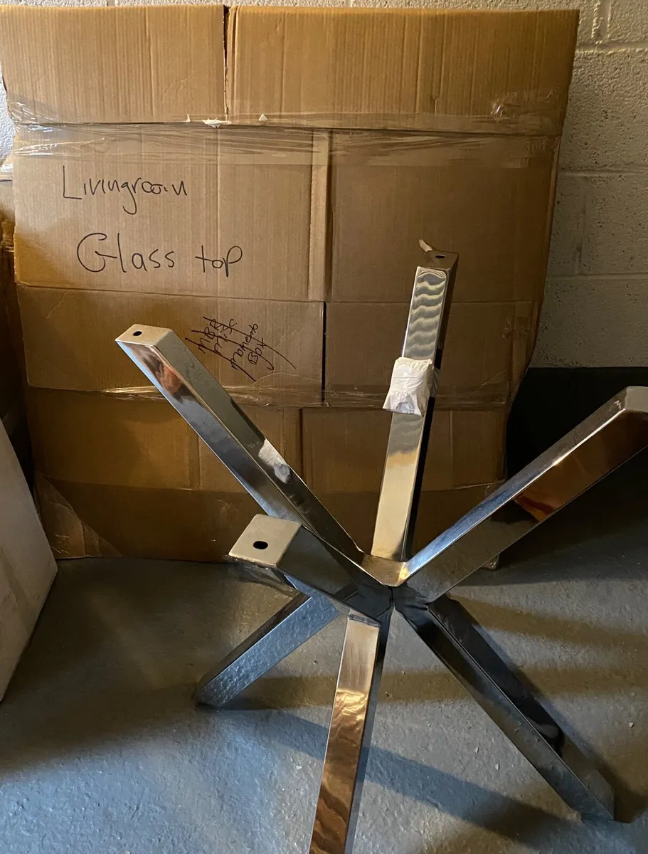 Round Glass and Chrome Chopsticks Table - Image 3