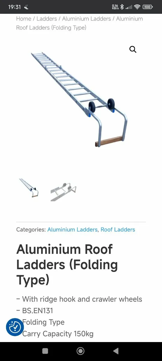 Stradbally folding 20 foot aluminium roof ladder - Image 2
