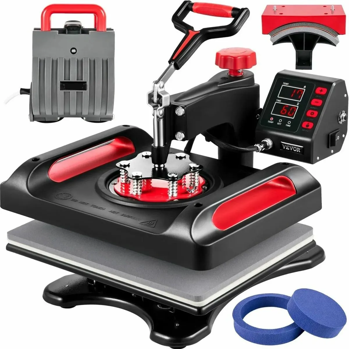 Heat Press Machine Red 5-in-1 – 12x15 Sublimation - Image 1