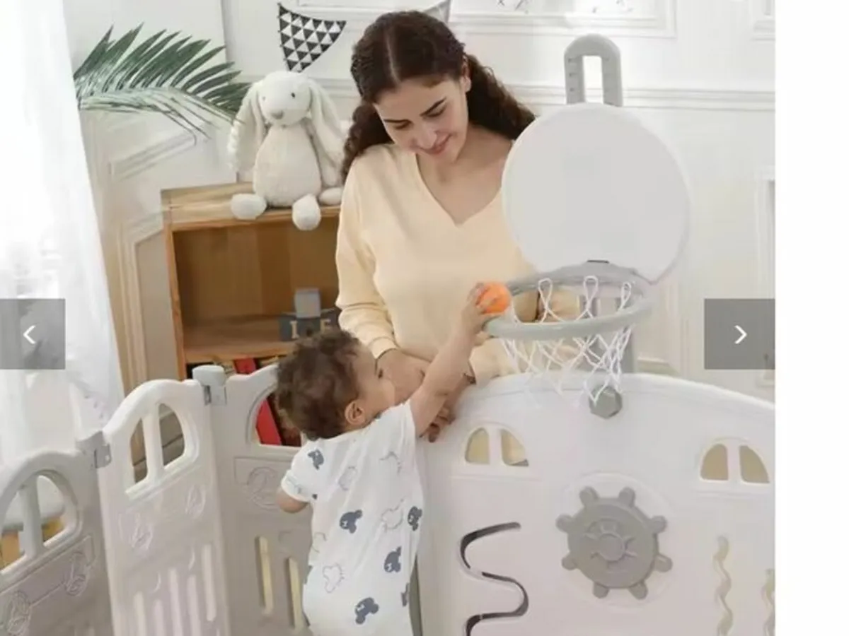 Foldable Baby Playpen Safe HDPE Plastic with Baske - Image 2