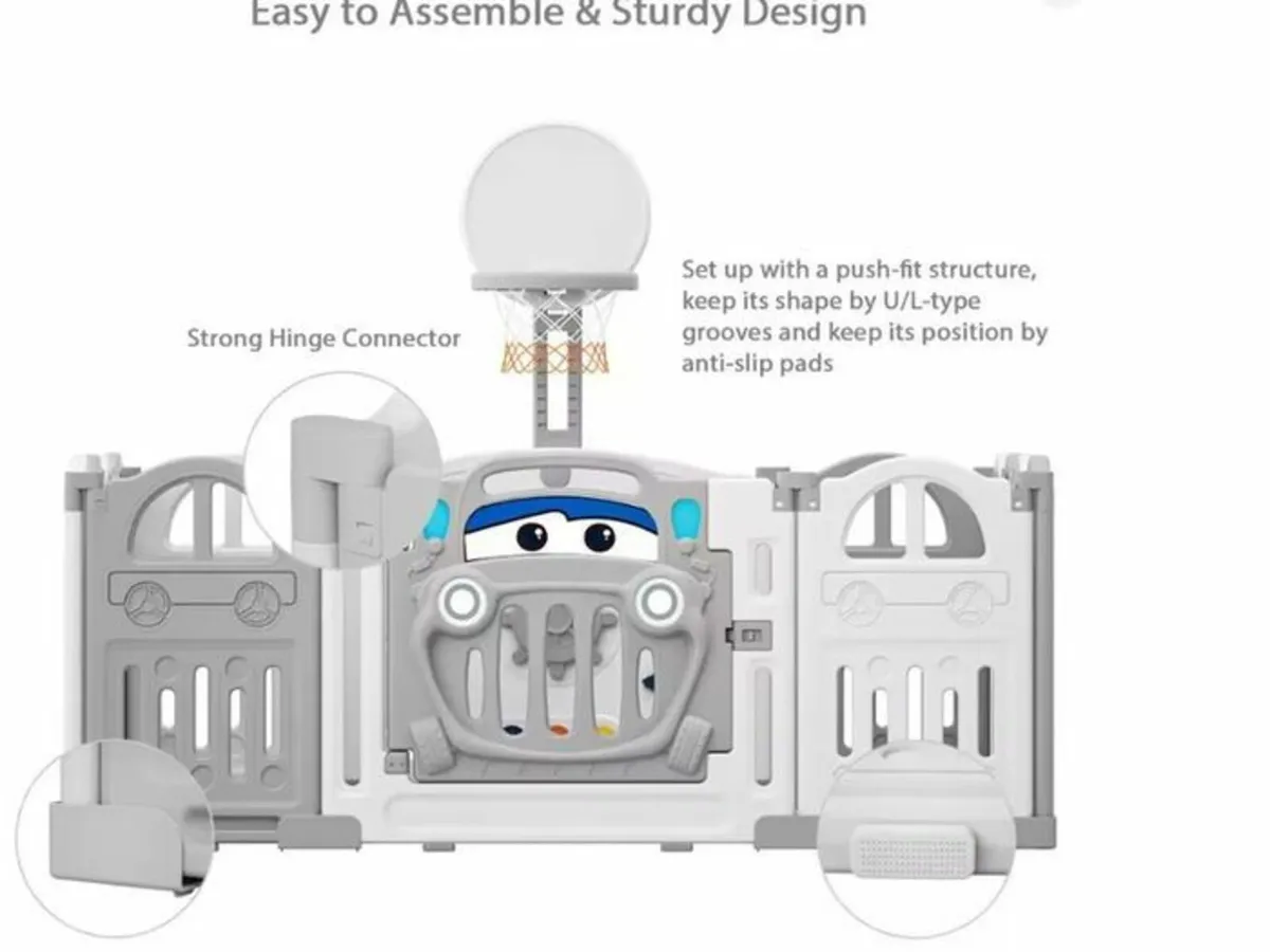Foldable Baby Playpen Safe HDPE Plastic with Baske - Image 3