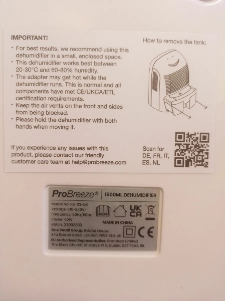 Pro breeze 1500ml dehumidifier - Image 3