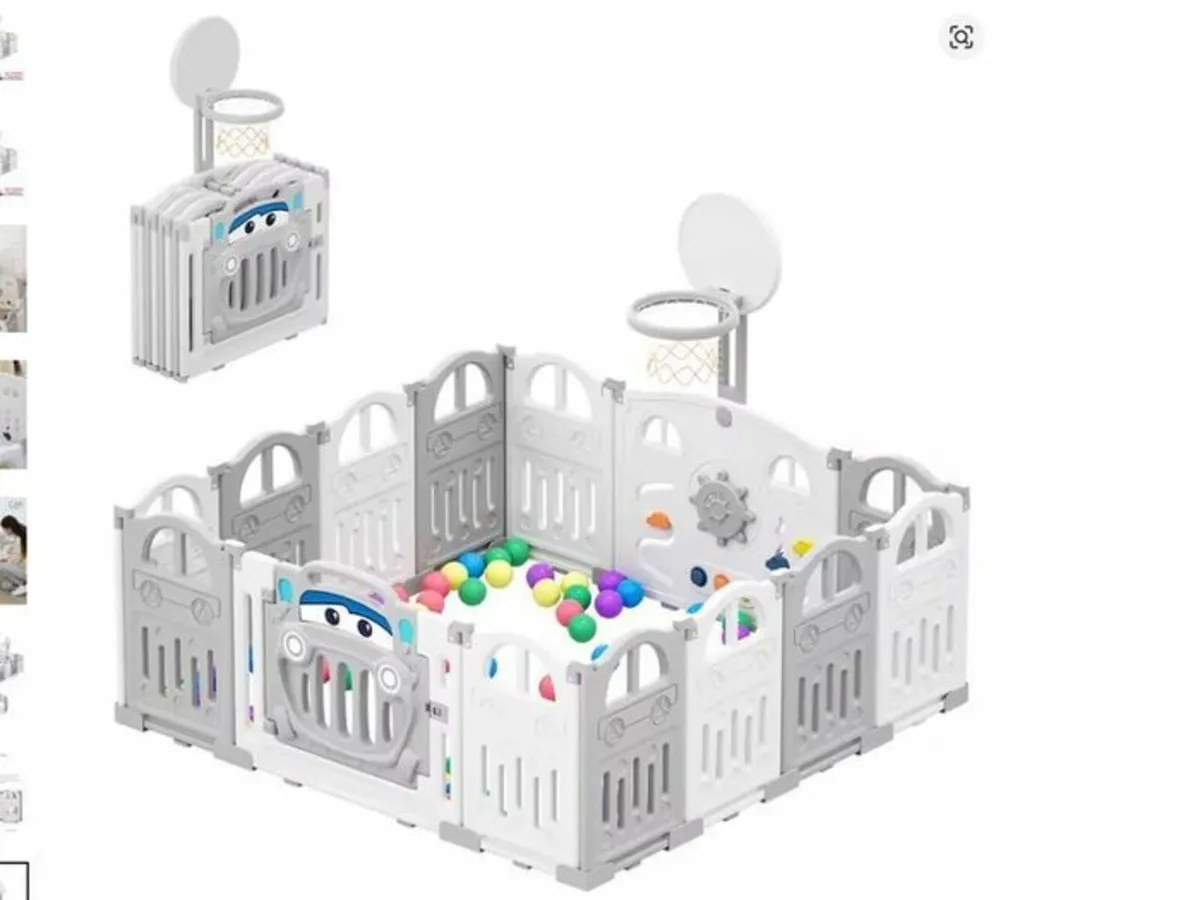 Foldable Baby Playpen Safe HDPE Plastic with Baske - Image 1
