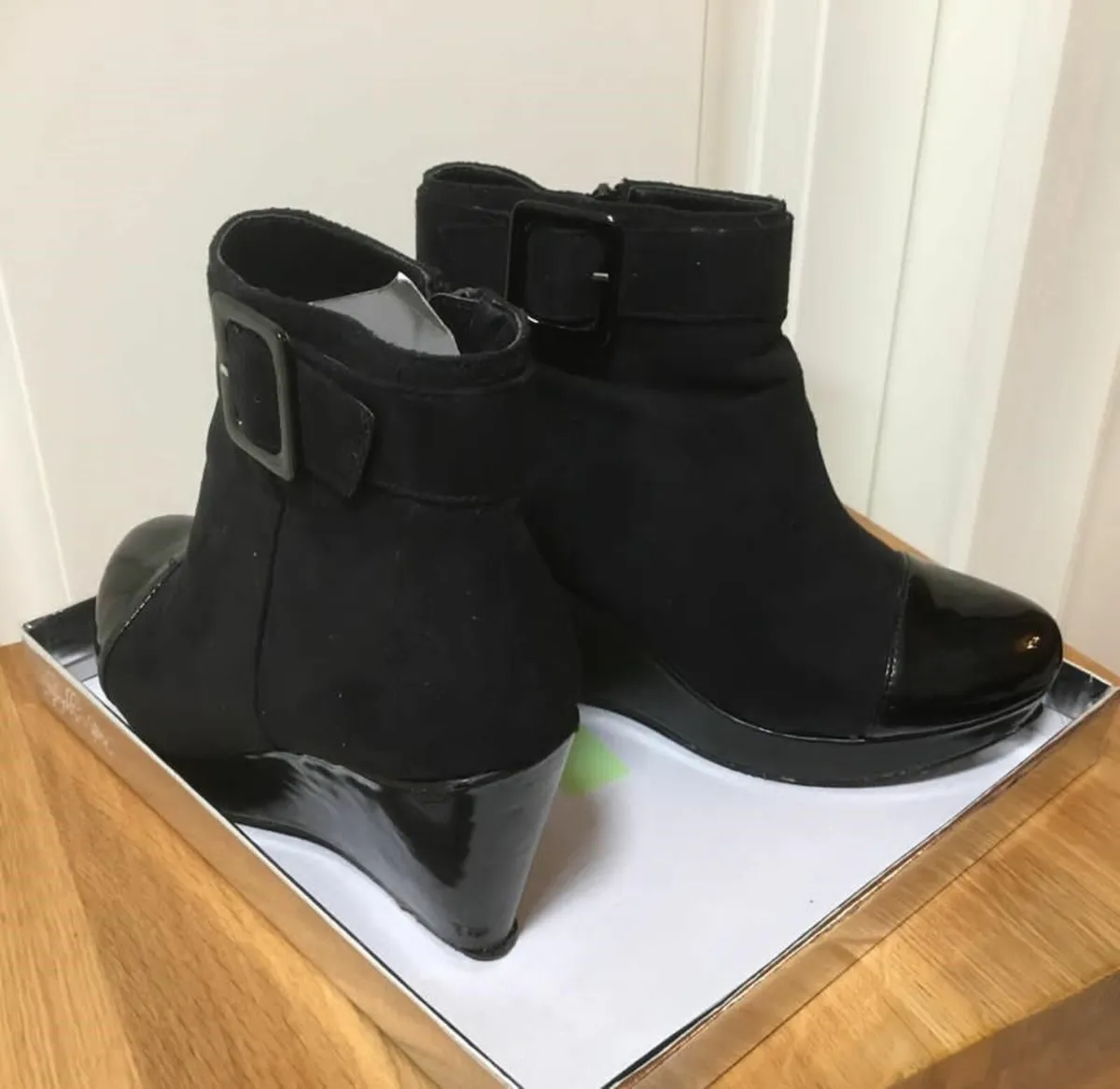 Black 'Kate Appleby' Wedge  Boots - Size 6 / 39 - Image 1