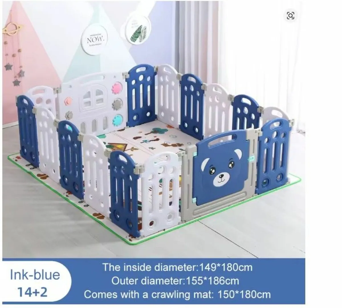 Baby Playpen 16 Panels with Crawling Mat - Image 1
