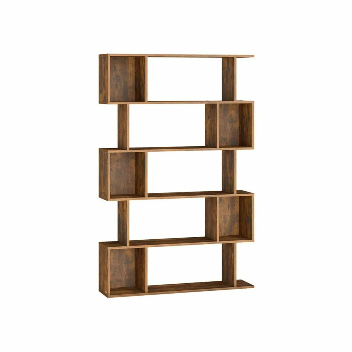 Zigzag 5 Tier Bookcase Vintage Brown or White Styl - Image 4