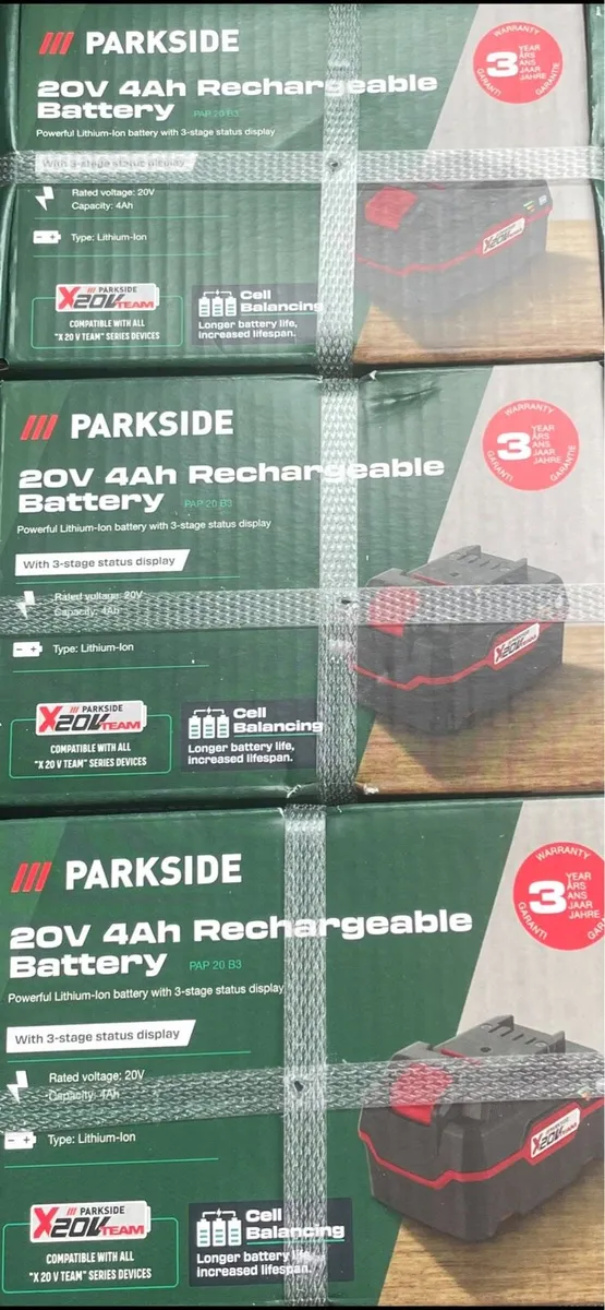 3x Parkside 20V 4Ah Rechargeable Battery Brand New
