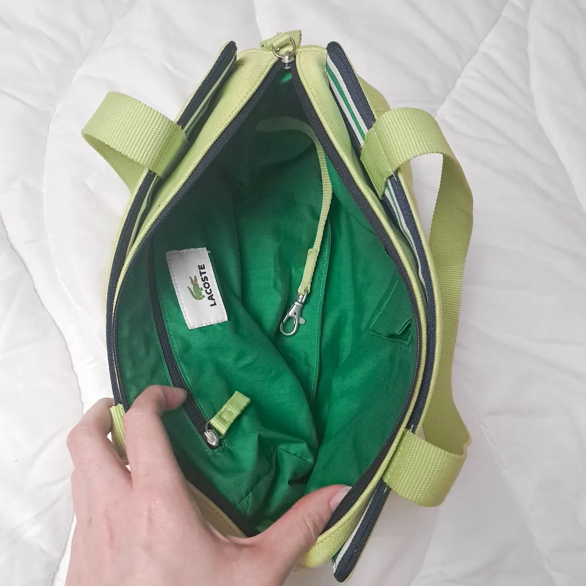 Lacoste Authentic Light Green Mini Fabric Handbag - Image 3