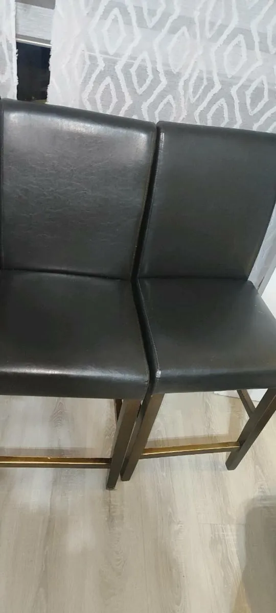 four brown barstools with dark legs, - Image 3