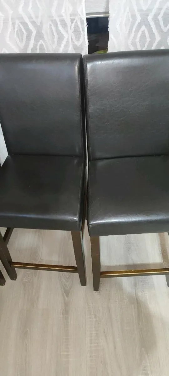 four brown barstools with dark legs, - Image 4