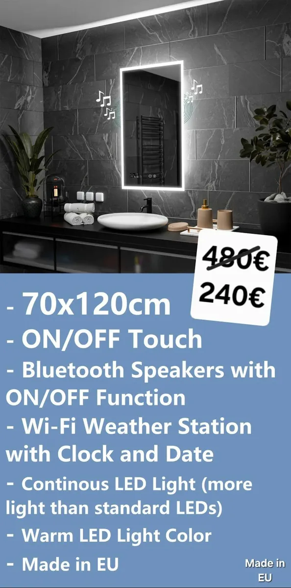 LED Bathroom Mirror Made in EU
