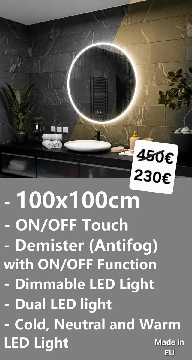 LED Bathroom Mirror 100cm Dual LED Antifog