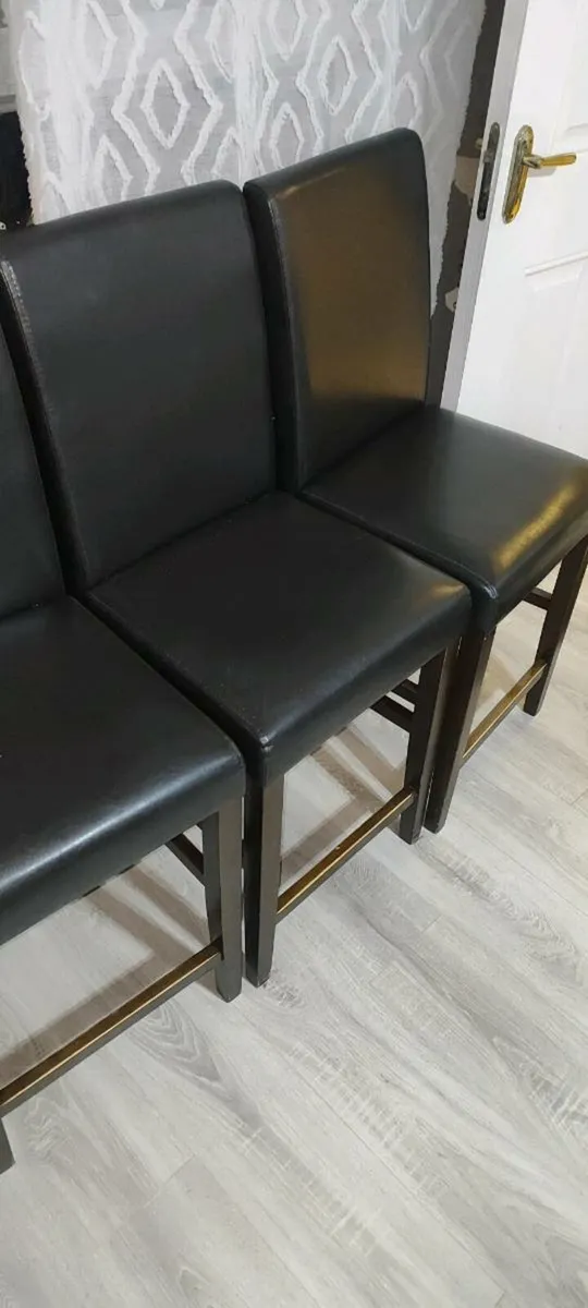 four brown barstools with dark legs, - Image 2