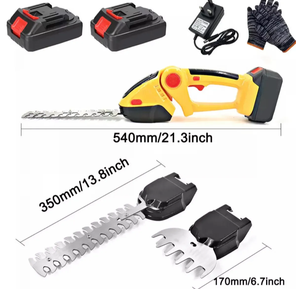NEW 21V Cordless Mini Hedge Trimmer & 2 Batteries - Image 2