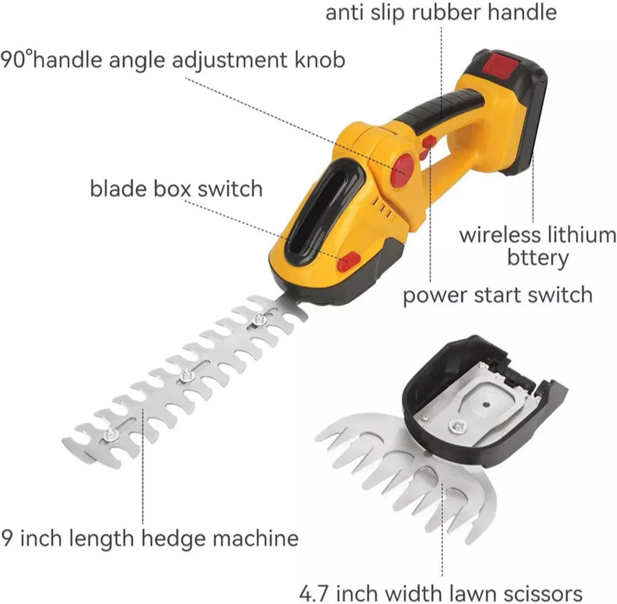 NEW 21V Cordless Mini Hedge Trimmer & 2 Batteries - Image 4