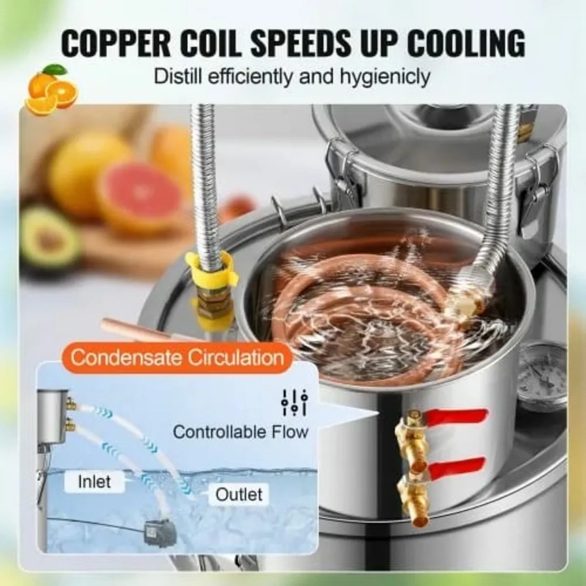 Alcohol Still, 5 Gal / 19 L Stainless Steel Water - Image 4